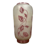 Daum (in the style): large multi-layered vase decorated with purple flowers circa 1930