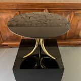 70's side table in brass and glass