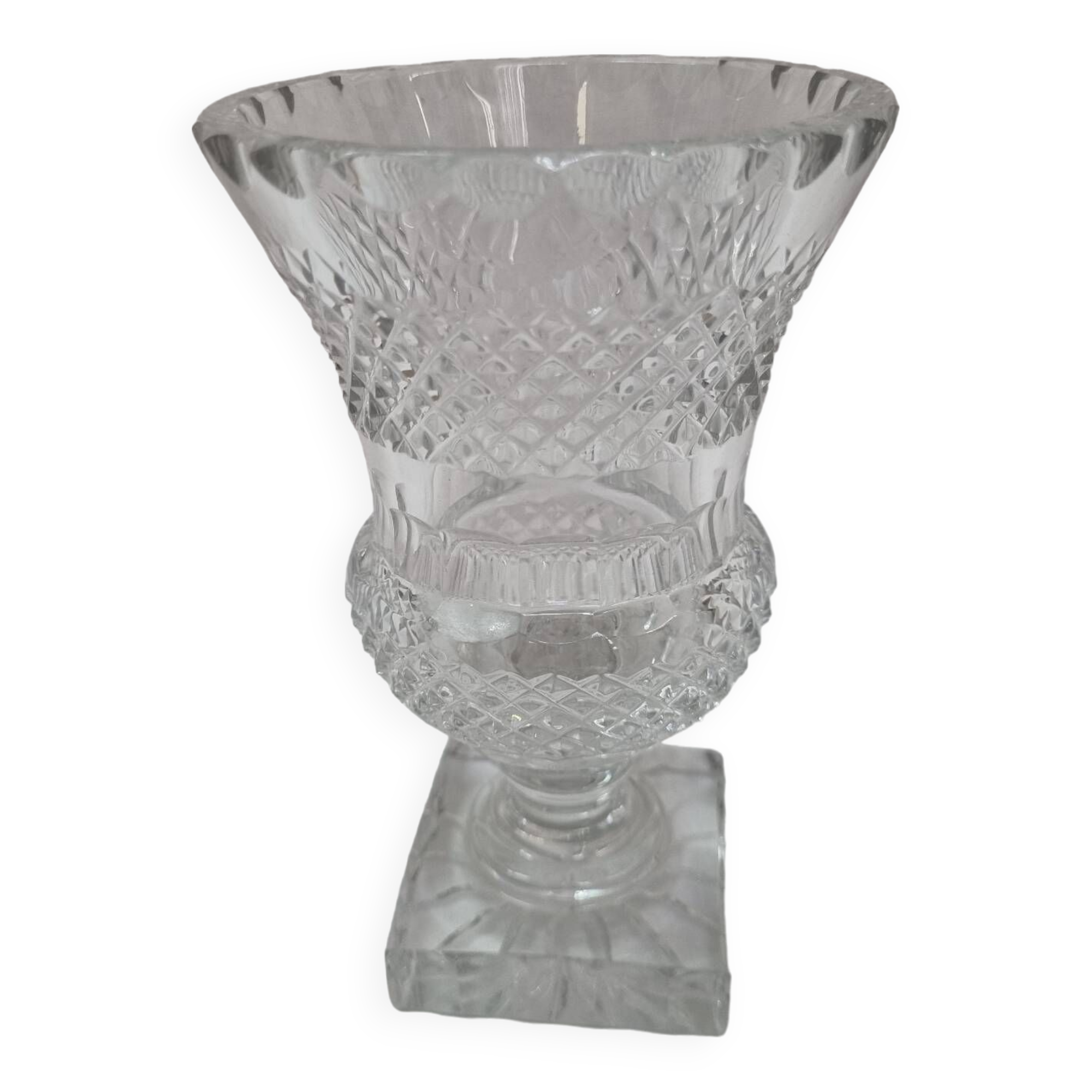 Bohemian piedouche crystal vase