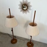 2 old adjustable floor lamps temde design in vintage scandinavian solid teak