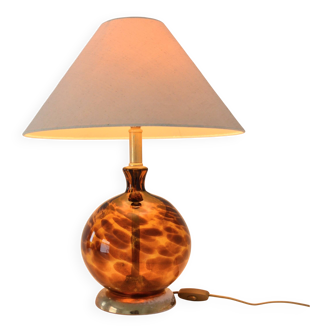 Vintage Art Deco blown glass and porcelain ball lamp (Numbered)