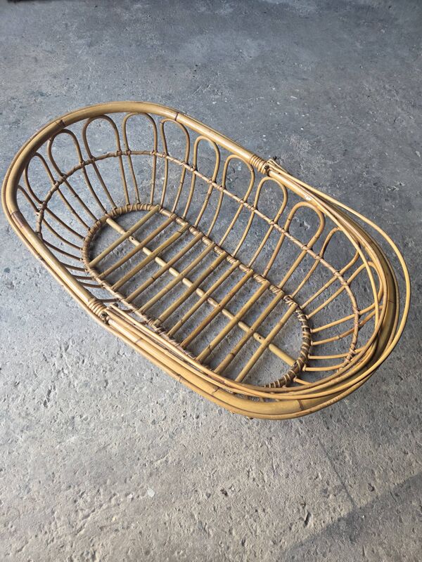Berceau rotin vintage