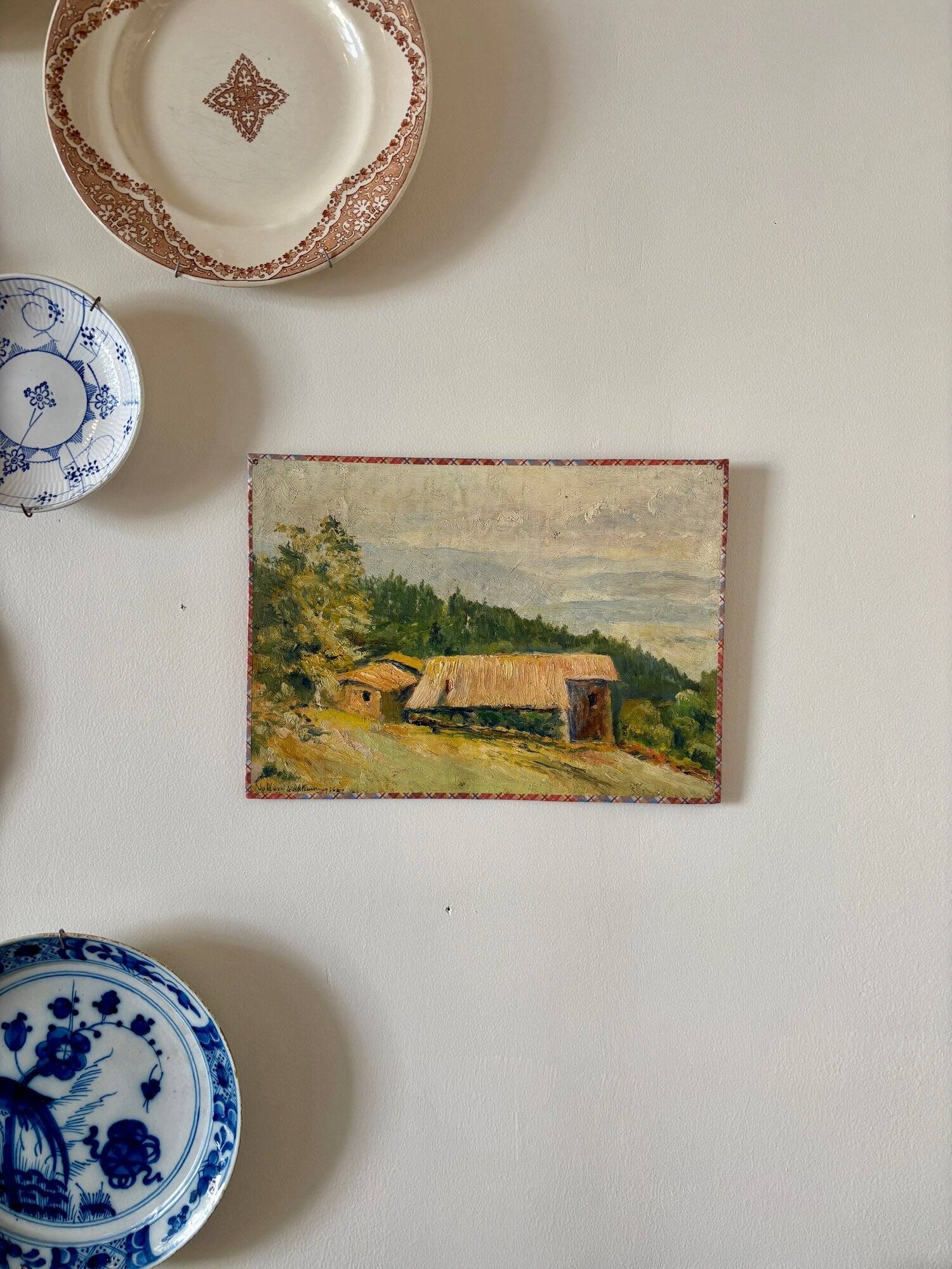 Peinture à l'huile sur toile "Maison et forêt" n°7