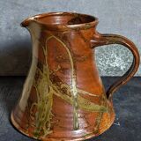 Pottery pitcher of La Borne in glazed stoneware art populaire