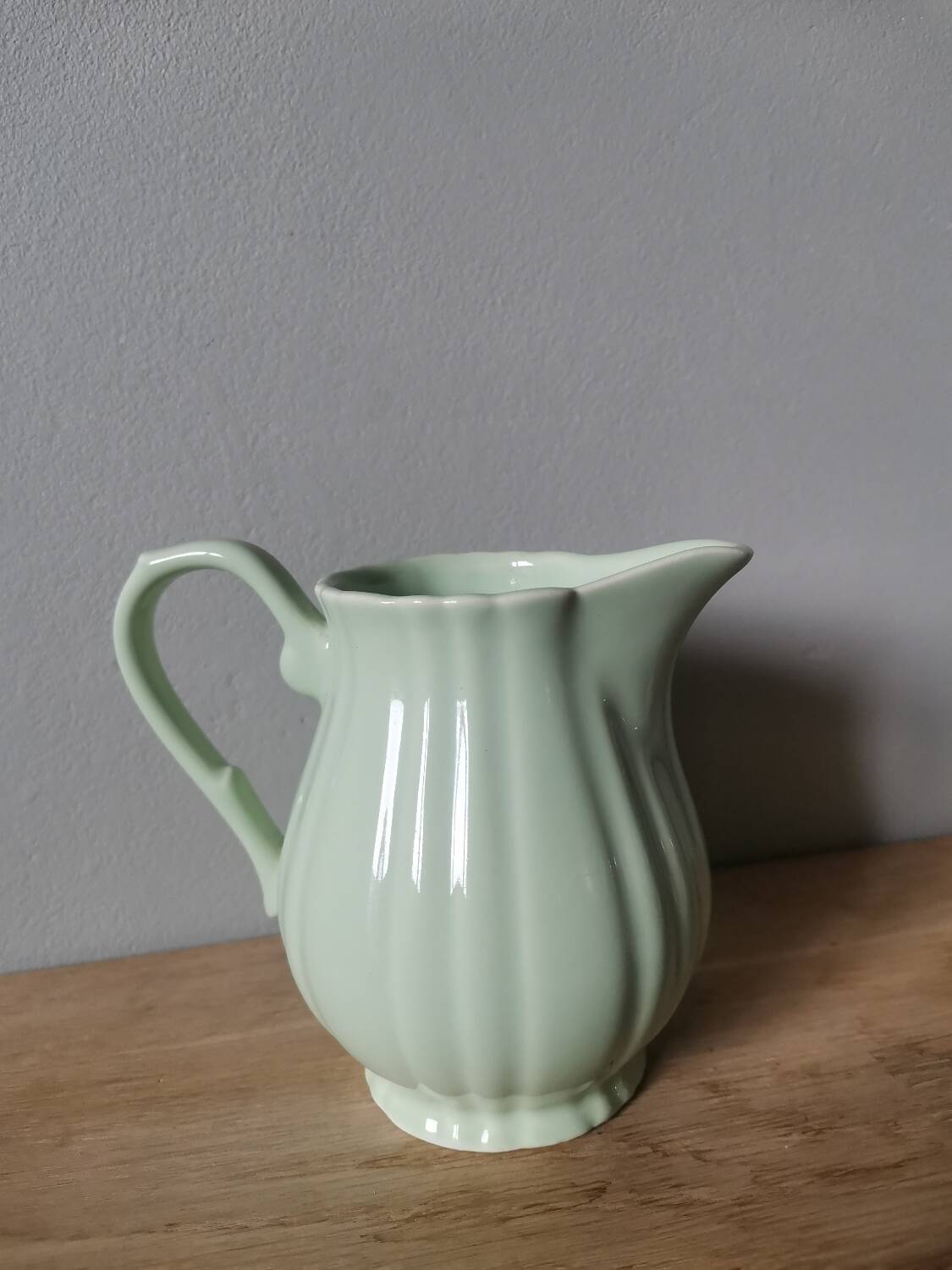 Vintage carafe pitcher Salins les Bains France mint green