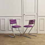 Lot de 2 chaises vintage tubulaire chrome 1960-1970