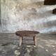 Small stool or small oval side table in solid teak wabi-sabi H24 53