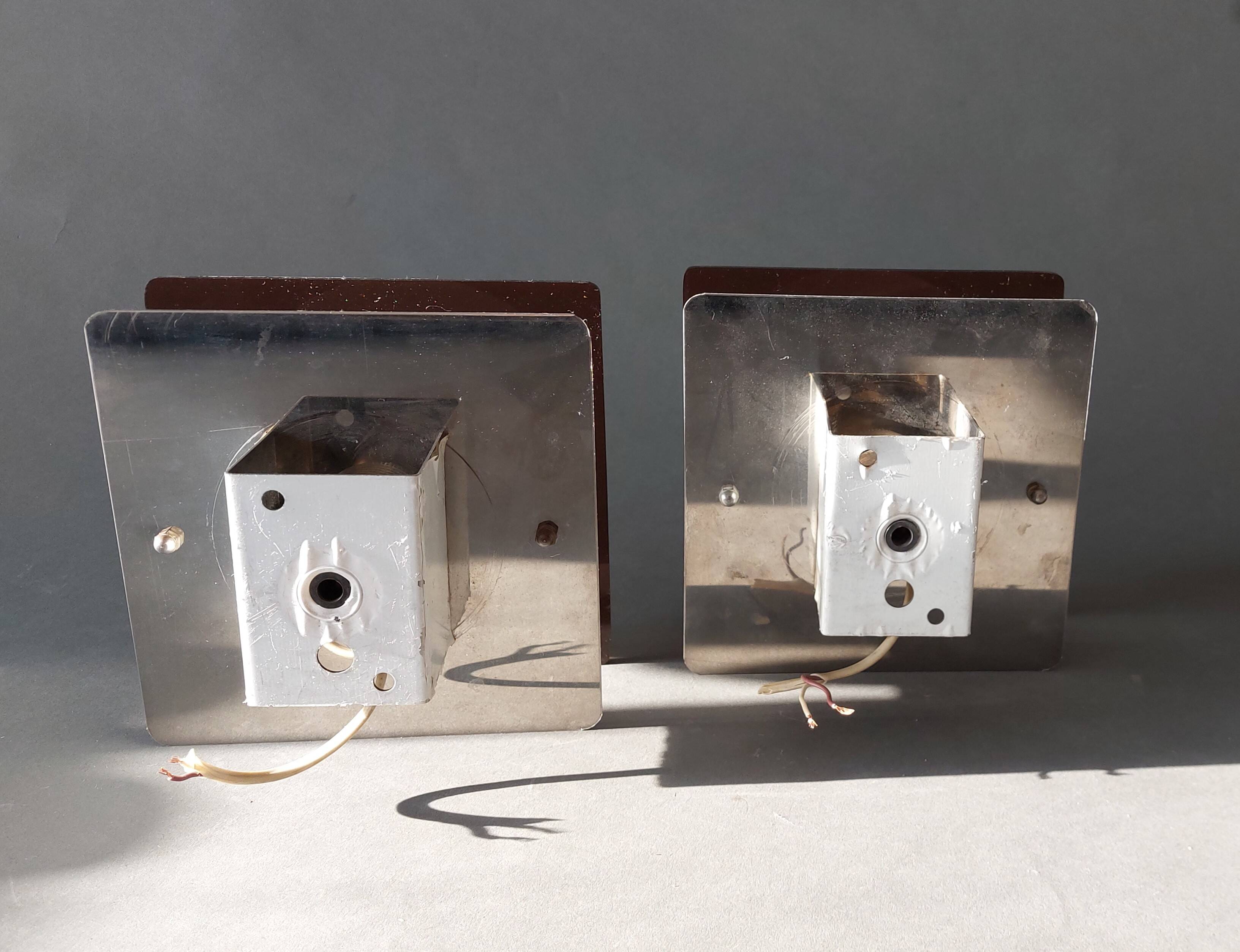 Pair of "Disco" wall lights Jocelyne Trocmé for Oxar 1970, Vintage.