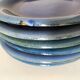 6 assiettes en grès émaillé – bleu cobalt & turquoise