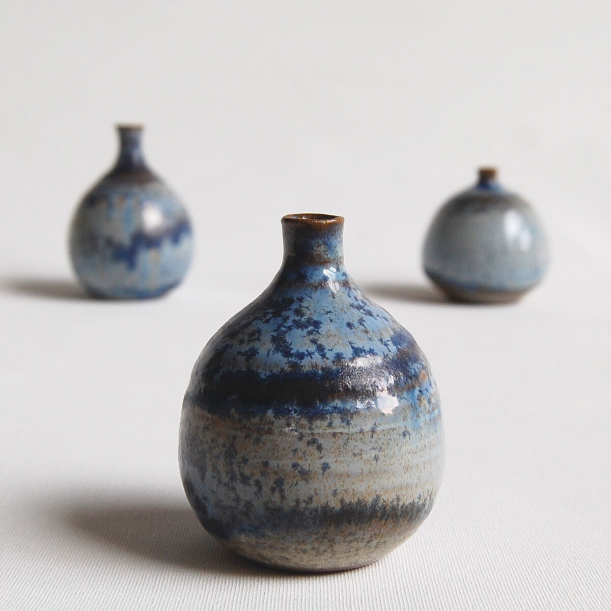 Trio de céramiques miniatures bleues Antonio Lampecco