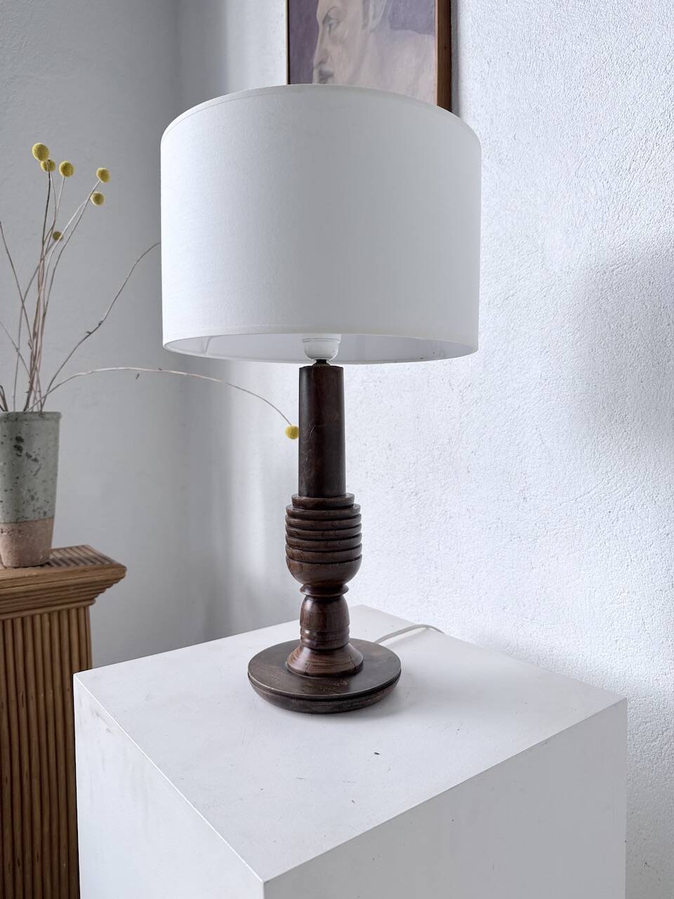 1940s Art Deco oak desk lamp