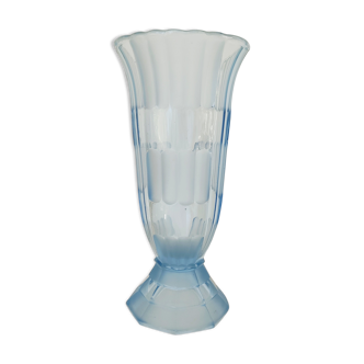 Vase art déco verre bleuté