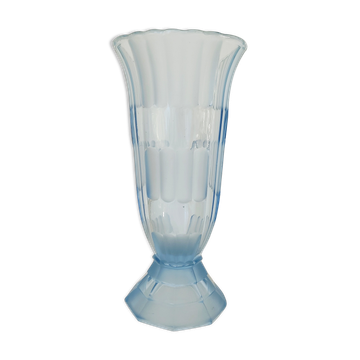 Vase art déco verre bleuté