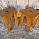 Pair of Vintage Raw Wood Stools