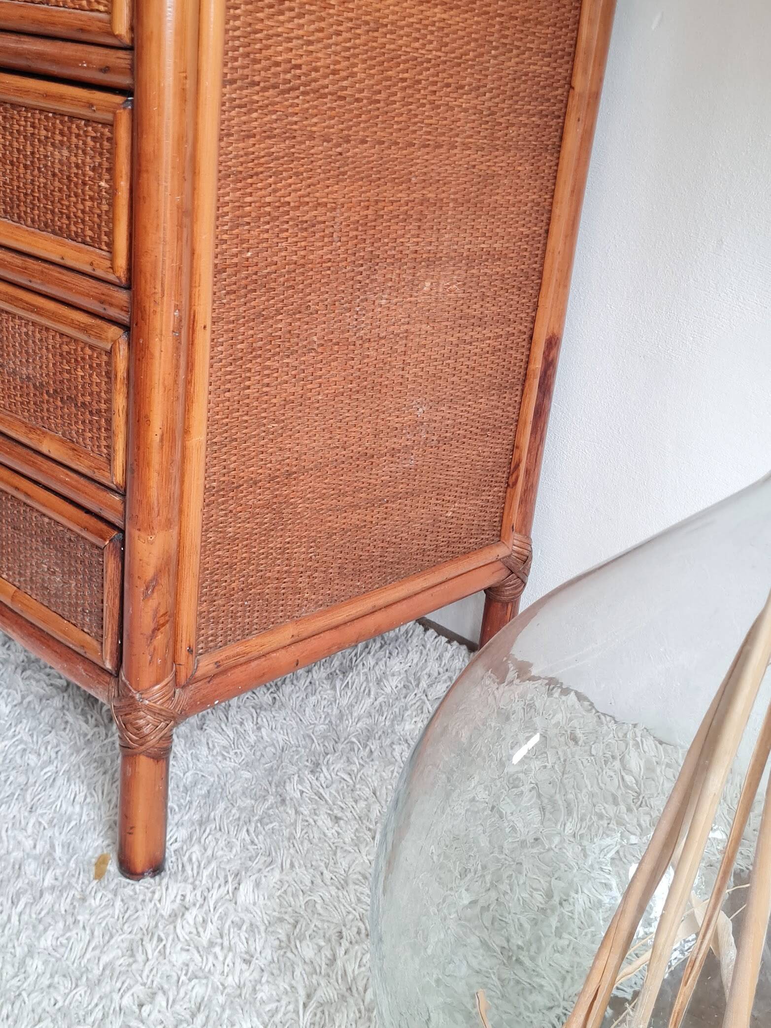 Rattan chest of drawers from the 1970s.