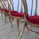 Set of 6 Vintage Bentwood Dining Chairs Set: 1970s , Red Uphols