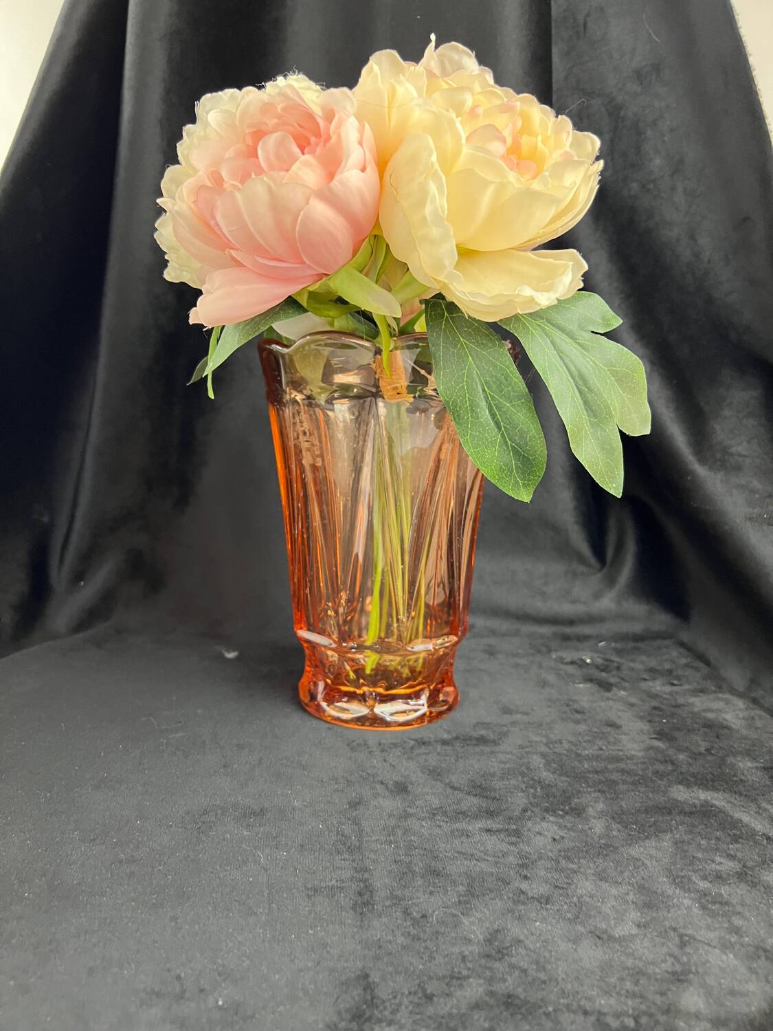 Old large pink glass vase circa 1960