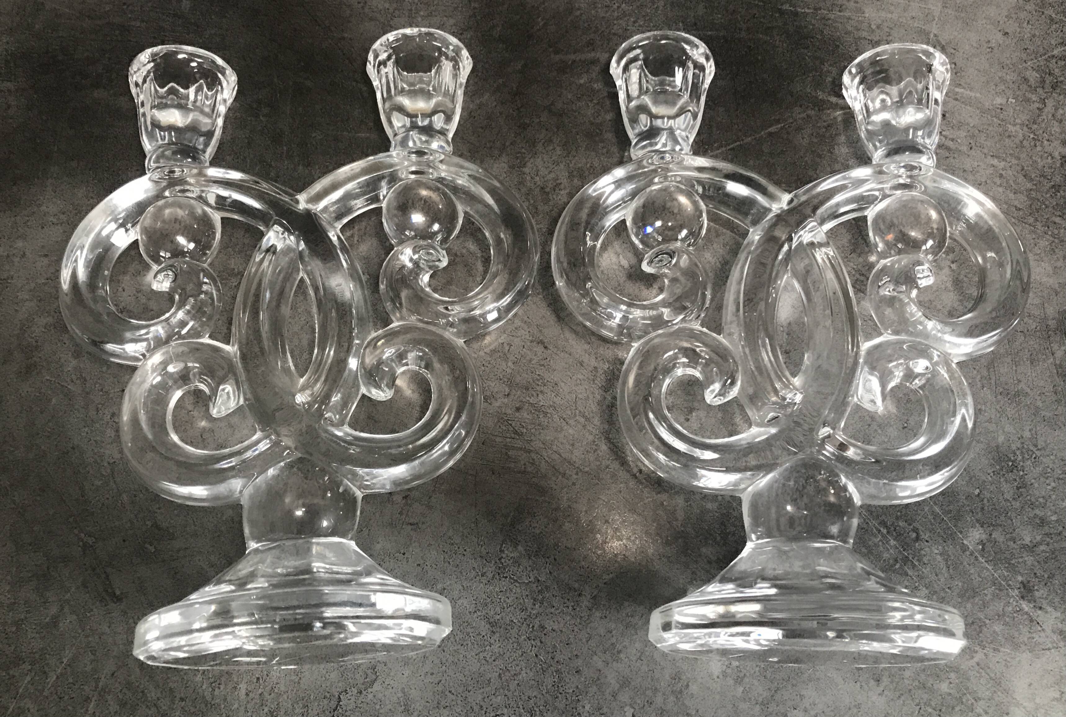 Pair of vannes crystal candelabra, 1960s decoration