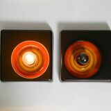 Two beautiful original 1970s Space Age ceramic wall lamps