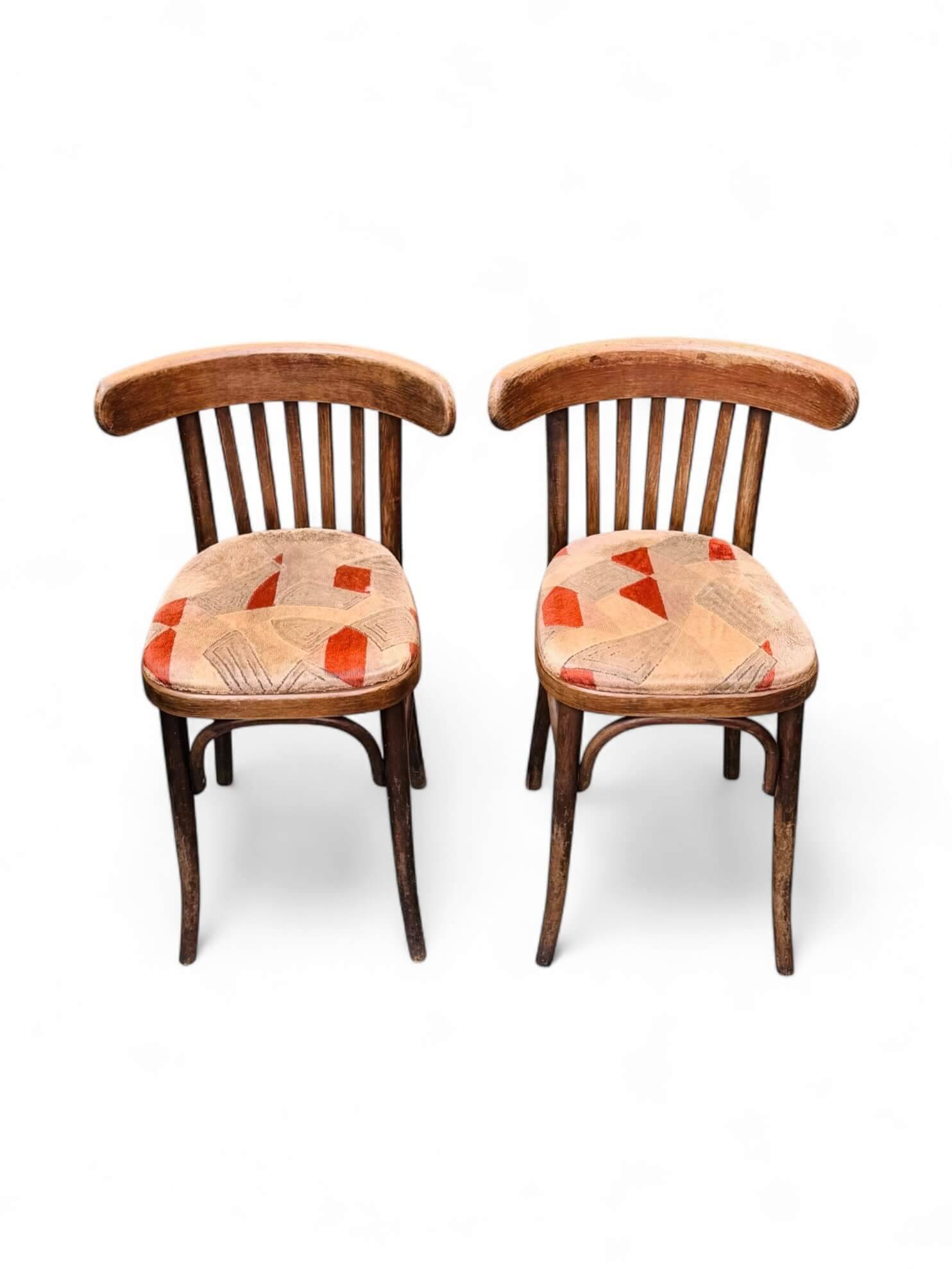2 bistro chairs with velvet cushions