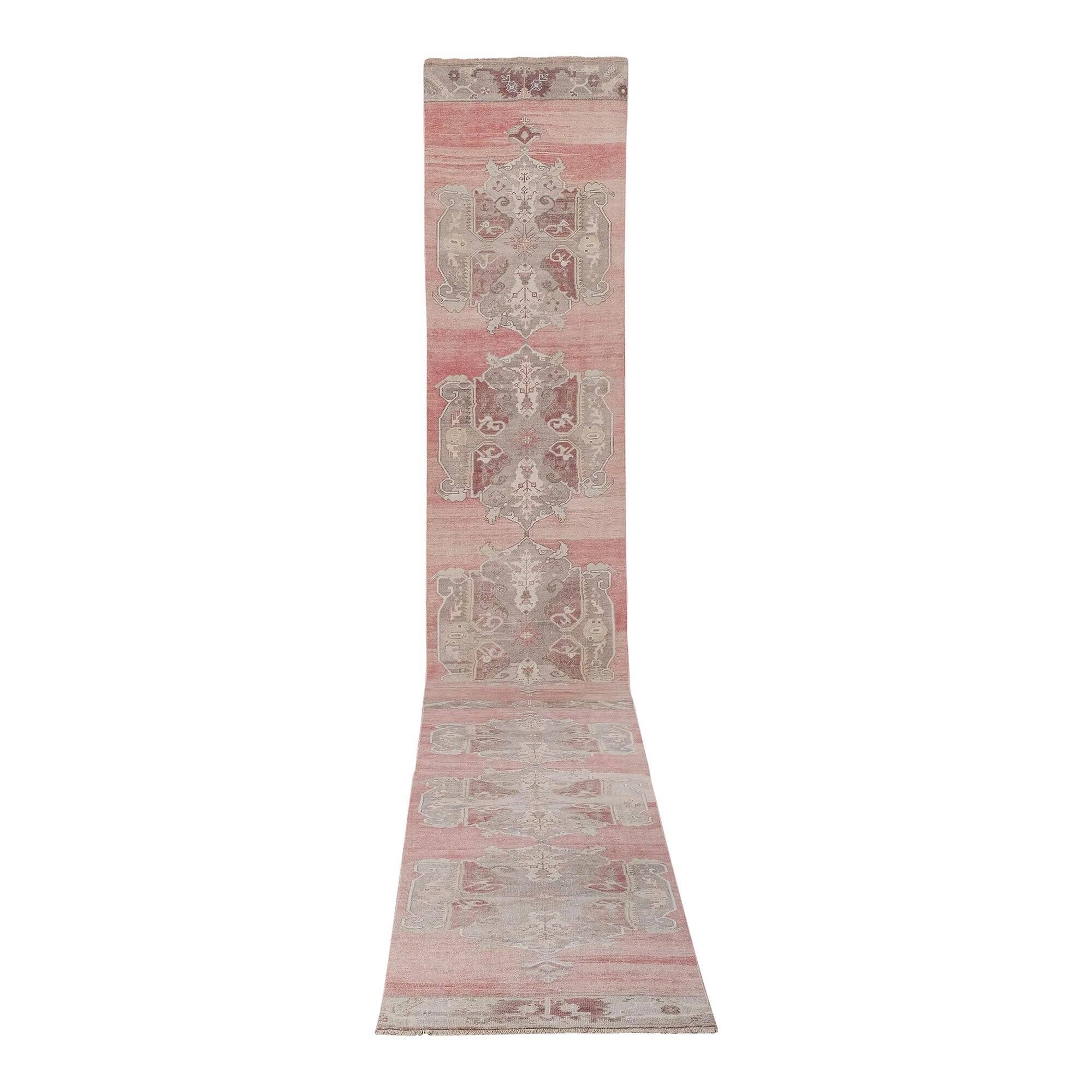 Vintage Turkish hallway rug 100x718 cm
