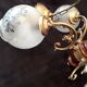 Lustre italien 1970 laiton et bois