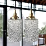 Set of two bubble glass pendant lights