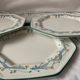 12 octagonal dessert plates in blue and yellow green English porcelain Johnson Brothers