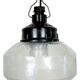 Industrial bakelite pendant light with frosted glass, 1970s