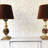 Lampes sur pied en bois sculpté