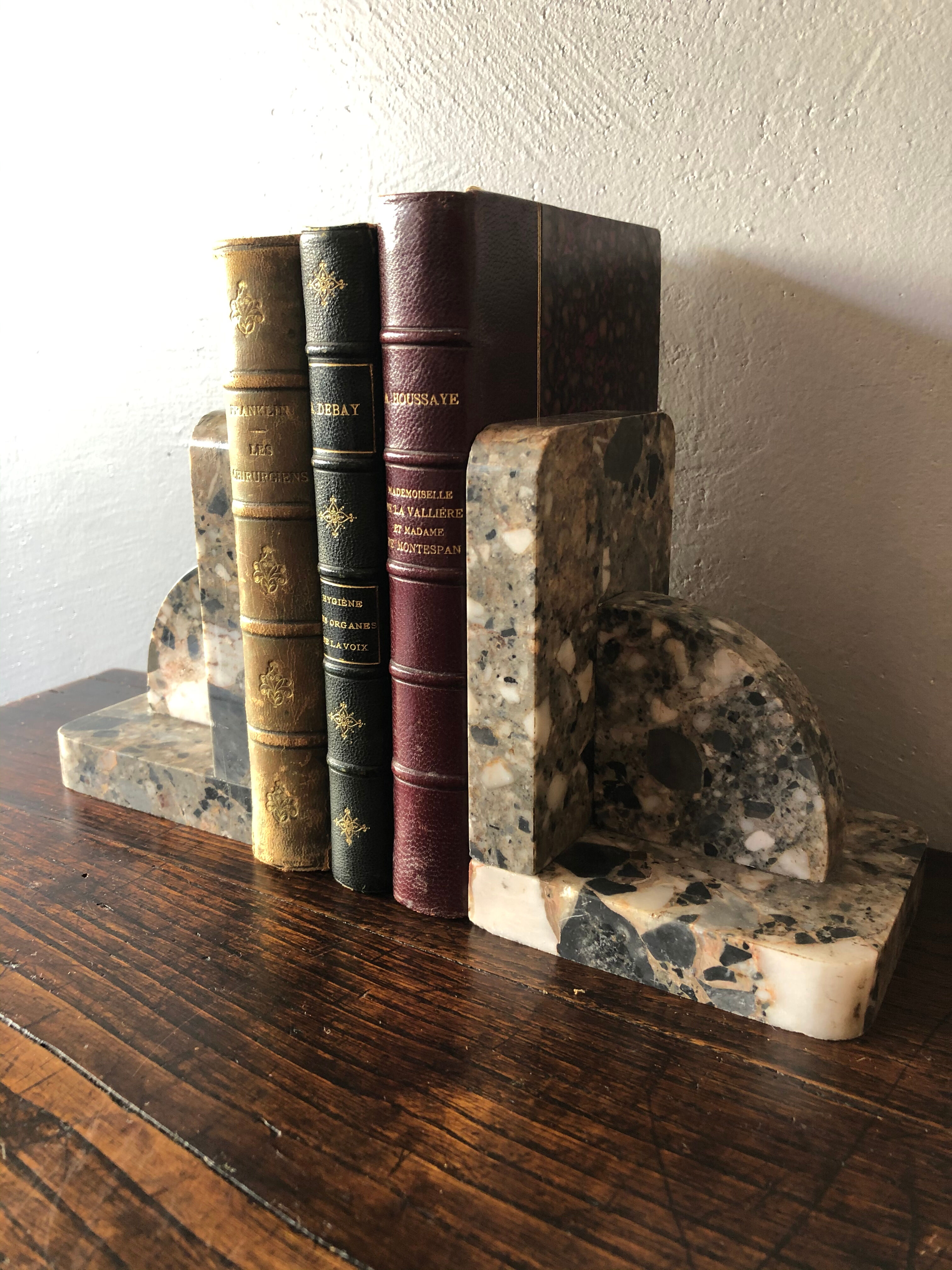 Old marble bookends