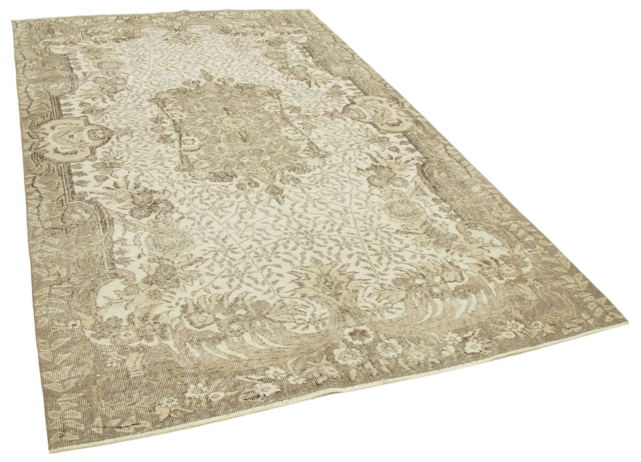 Handmade antique oriental beige rug 170 cm x 280 cm