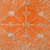 2x13 Soft Orange & Fuchsia Pattern Rug, Vintage Ousahk Runner Rug,90x381 Cm