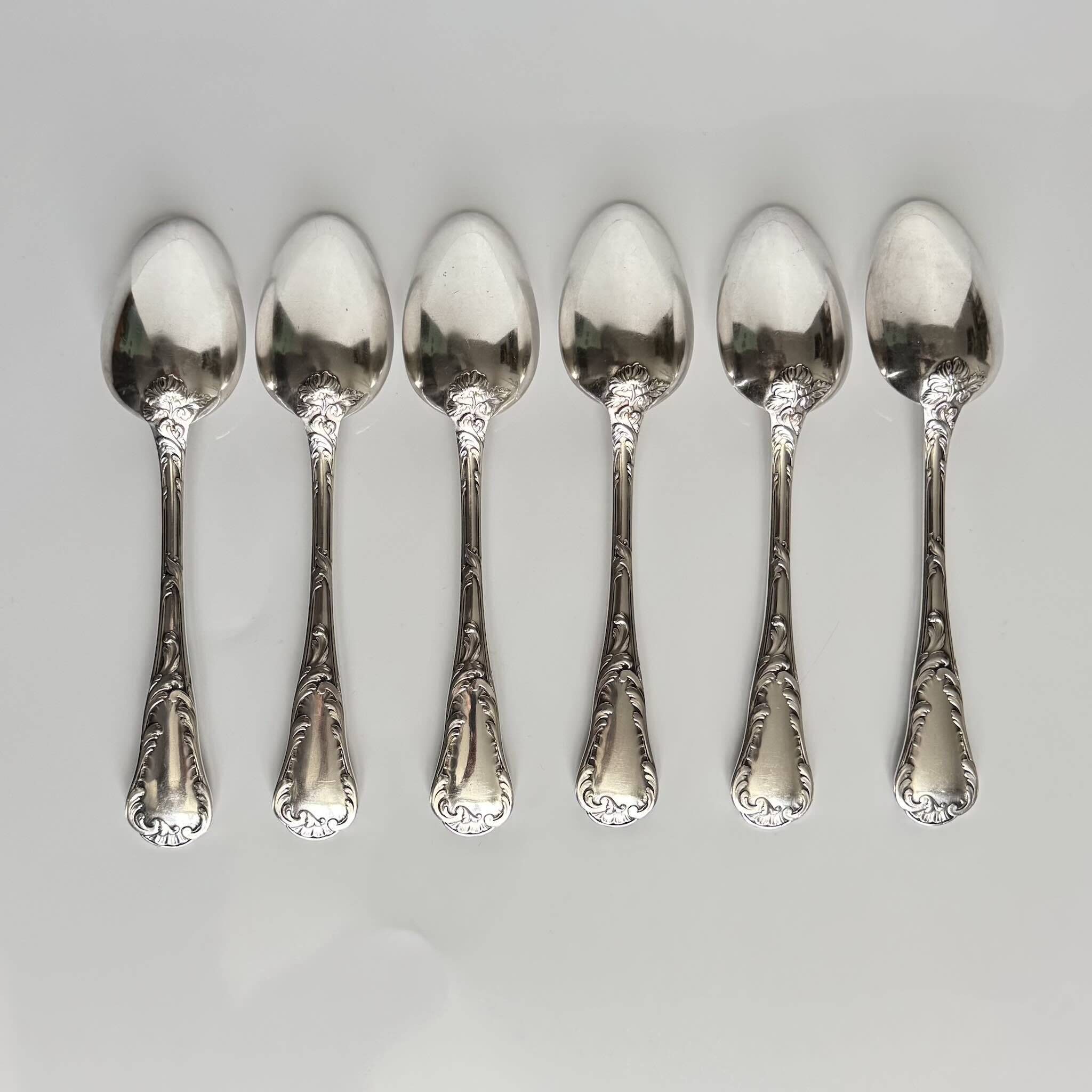 Christofle Chrysanthemum | Set of 6 Spoons | Art Nouveau