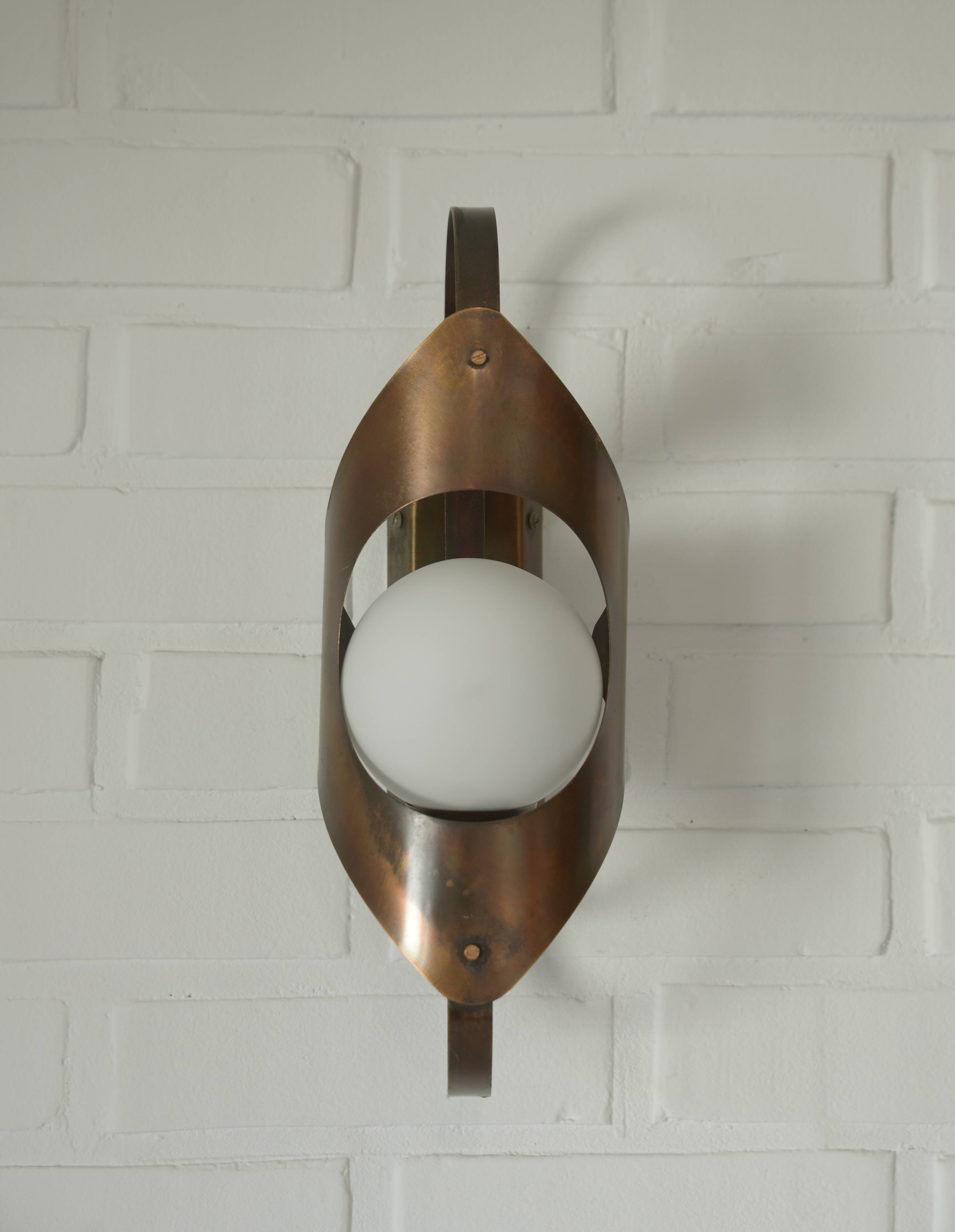 Brutalist sconce vintage wall lamp space age copper lamp 1970 light fixture