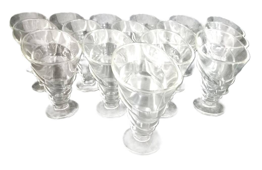16 molded glass dessert/ice cream/fruit bowls, 1980s vintage