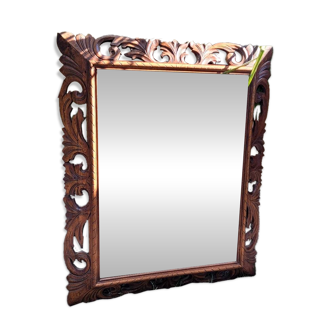 Huge antique Indonesian teak mirror