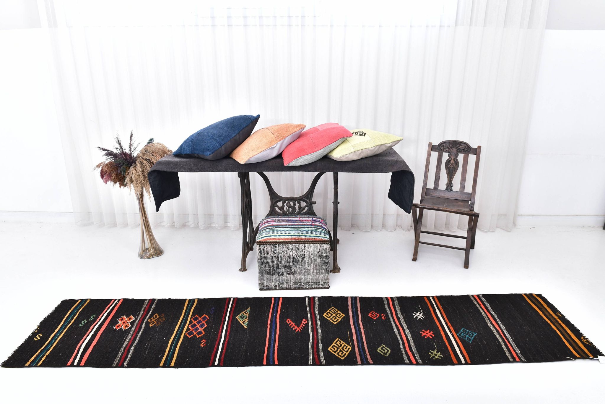 2x10 Antique Turkish Vintage Kilim Runner Rug 61x302Cm SK 243477