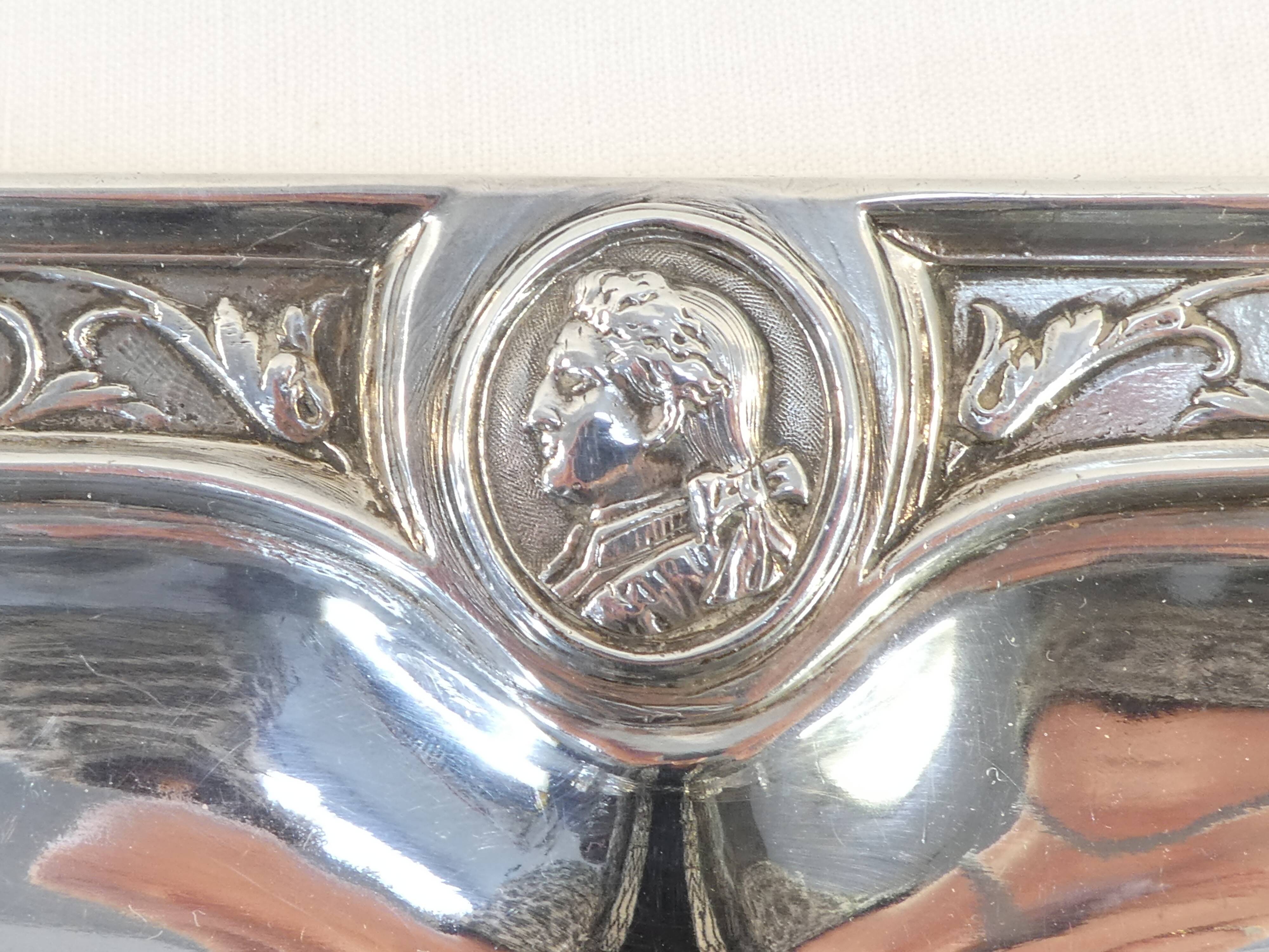 Service tray with silver metal belier 19th 77 X 52 cm
