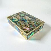 Abalone shell vanity box, alpaca and wood, Mexico, c.1970s