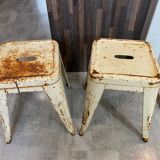 Authentic pair of Xavier Pauchard industrial Tolix metal stools 50