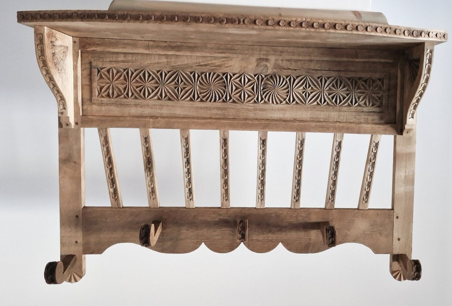 Old carved wood wall shelf