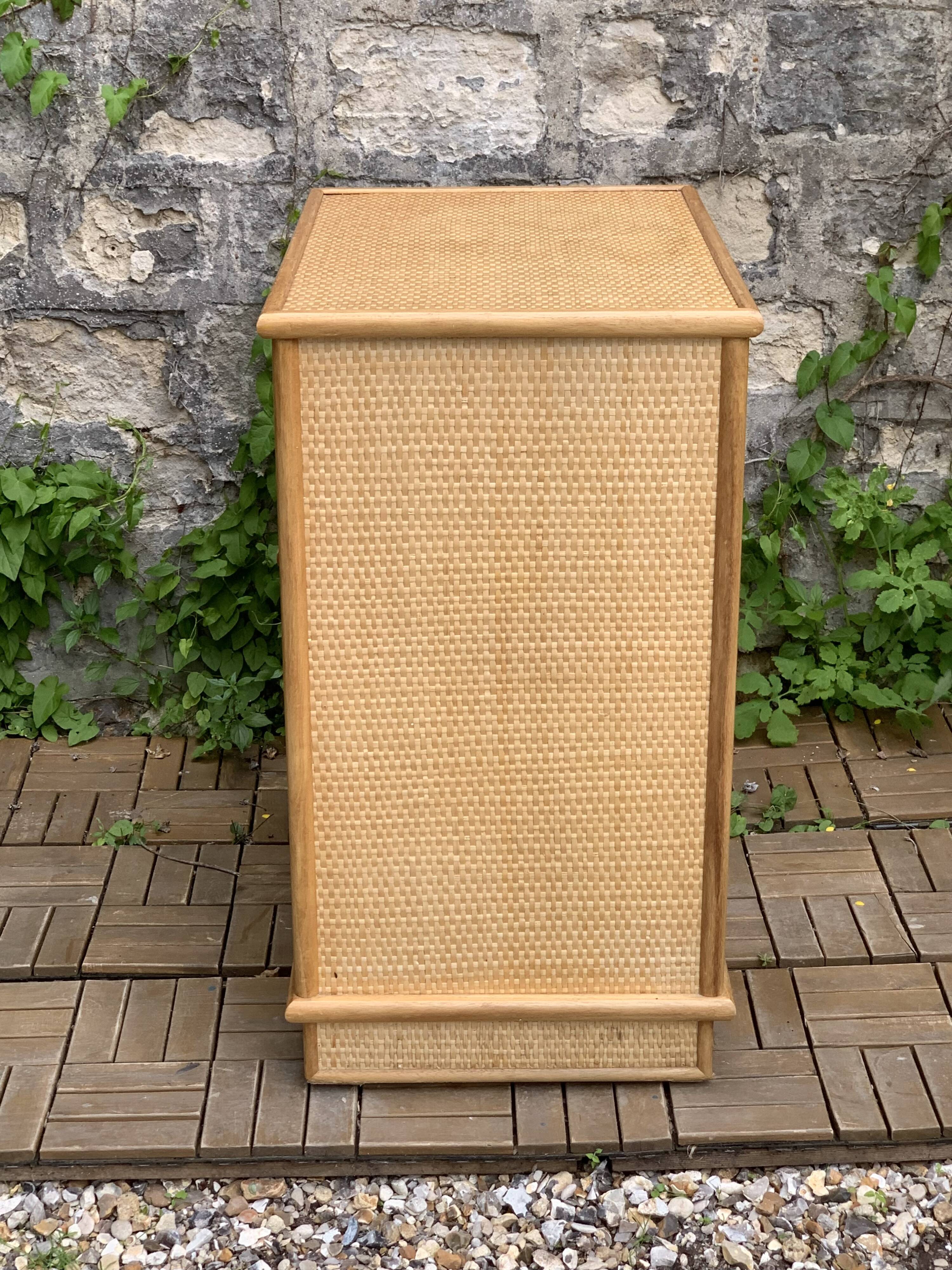 Vintage rattan and woven wicker chest of drawers 1970