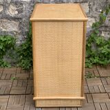 Vintage rattan and woven wicker chest of drawers 1970