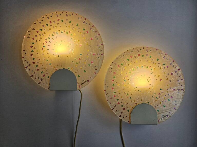 Rare pair of wall or table lamps Toffoli, Italy, 1970s