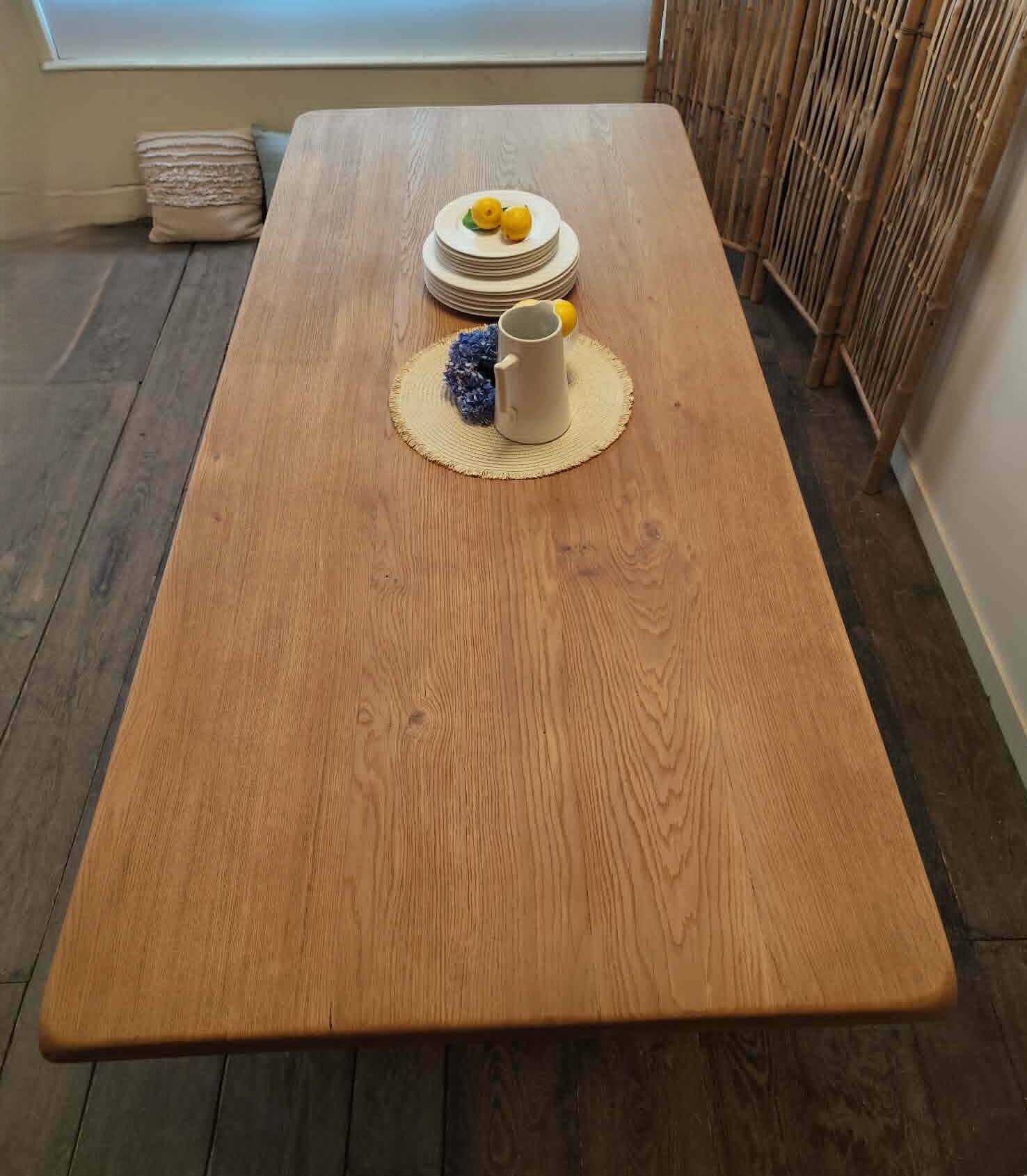 Monastery table with extension solid oak wood
