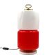 Space Age Red and white glass cylindrical table lamp, Italy 1970s