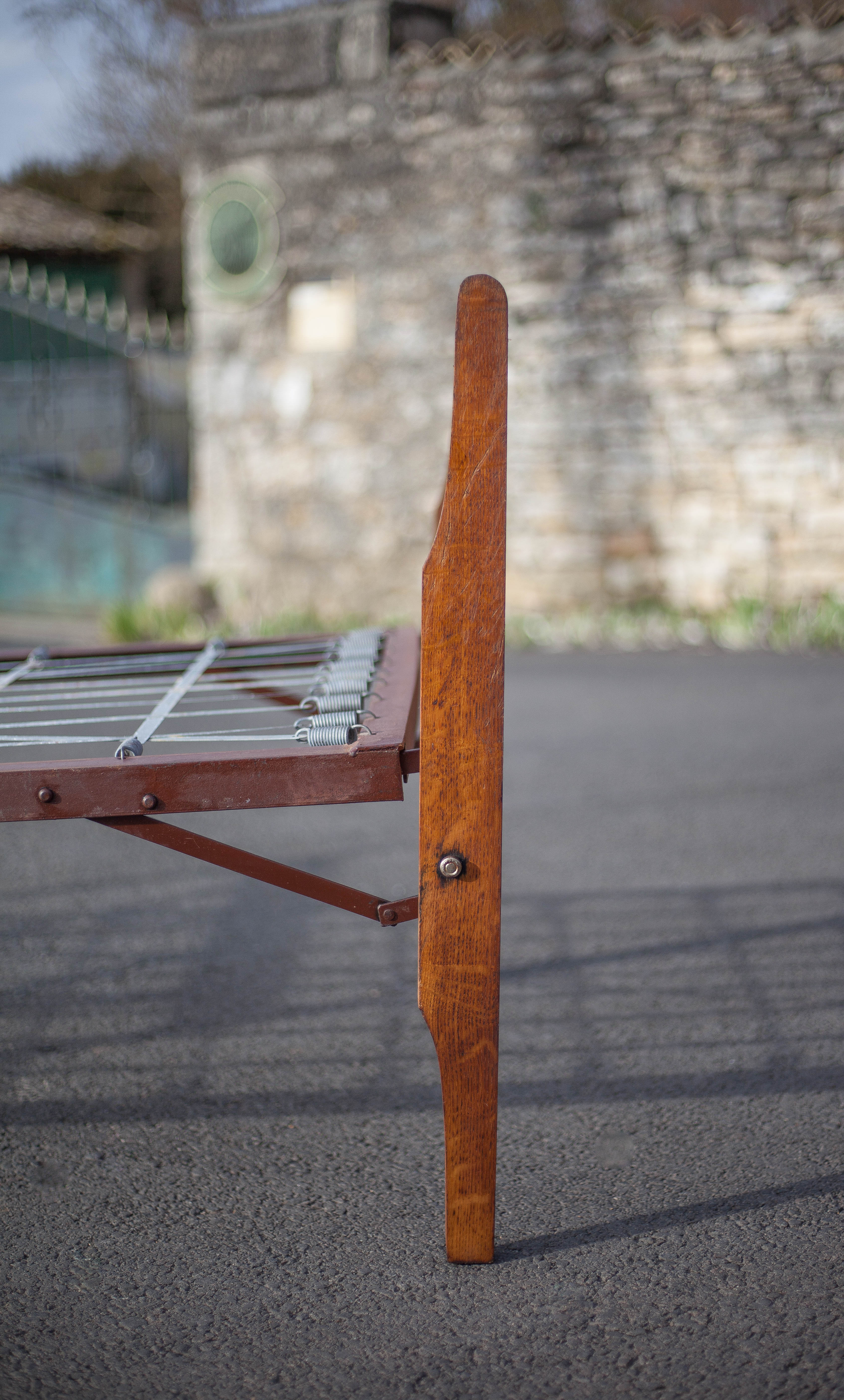 Old wood folding bed, reconstruction period bed, daybed