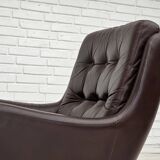 1970s, set of two swivel lounge chairs with footstool, leather.