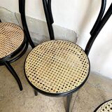 Set of 4 bistro chairs in black arched beech and canning